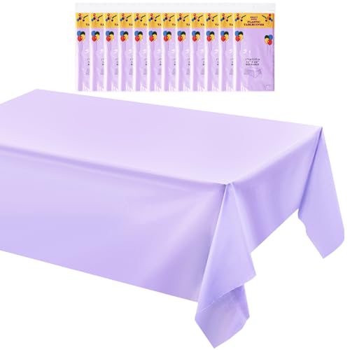 12 Stück hellviolette Kunststoff-Tischdecken für rechteckige Tische, hochwertige Einweg-Tischdecken für Partys, rechteckige Party-Tischdecke für Geburtstag, Hochzeit, Jahrestag, 137 x 274 cm 12 Stück hellviolette Kunststoff-Tischdecken für rechteckige Tische, hochwertige Einweg-Tischdecken für Partys, rechteckige Party-Tischdecke für Geburtstag, Hochzeit, Jahrestag, 137 x 274 cm von LUNISSILY