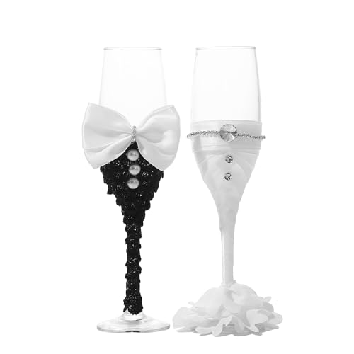 "LUNLUN HOME Hochzeits-Champagnergläser, Braut- und Bräutigam-Champagnerflöten von LUNLUN HOME
