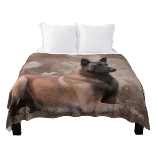 LUNMENGCC Malinois Überwurfdecke, belgischer Schäferhund, Mechelaar, Reise-Flanell, schwer zum Schlafen, flauschig, zottelig, niedlich von LUNMENGCC