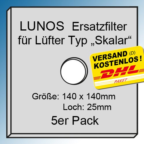 5x Original - Filter - Filtereinsatz für LUNOS Typ "Skalar" LRK-S, LRA-S und LRK-2S - Typ 2/FSK - Maße: 140x140mm - Ersatzfilter - Art.-Nr.: 033 863 von LUNOS