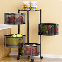 Drehbare Küchenregale, 4-stöckige Obst- und Gemüsekörbe, mehrschichtige, herausnehmbare Regale – Schwarz Drehbare Küchenregale, 4-stöckige Obst- und Gemüsekörbe, mehrschichtige, herausnehmbare Regale – Schwarz von LUNSY