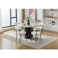 Esszimmerstühle 2er Set丨Teddy Stoff Runde Boucle Stühle·Mid-Century gepolsterte Küchenstühle·Dining Chairs mit Metallbeinen Beige Esszimmerstühle 2er Set丨Teddy Stoff Runde Boucle Stühle·Mid-Century gepolsterte Küchenstühle·Dining Chairs mit Metallbeinen Beige von LUNSY