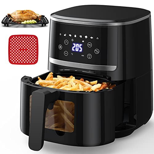 LUNSY Heißluftfritteuse 4,5L Airfryer ohne Öl XXL Friteuse Heissluft Fritteusen Air Fryer mit Digitalem LED-Touchscreen von LUNSY