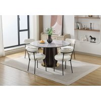 Esszimmerstühle 4er Set丨Teddy Stoff Runde Boucle Stühle·Mid-Century gepolsterte Küchenstühle·Dining Chairs mit Metallbeinen Beige Esszimmerstühle 4er Set丨Teddy Stoff Runde Boucle Stühle·Mid-Century gepolsterte Küchenstühle·Dining Chairs mit Metallbeinen Beige von LUNSY