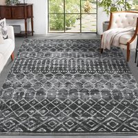 Moderner Wohn- oder Schlafzimmerteppich, 120 x 170 cm, waschbar und rutschfest, weicher Teppich für Wohnzimmer, Schlafzimmer, Sofa, Schwarz von LUNSY