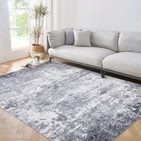 Teppich Wohnzimmer 160x230cm Abstrakte Kurzflor Teppich Schlafzimmer Waschbarer Moderne Teppiche Weiche für Esszimmer Kinderzimmer(Grau) von LUNSY