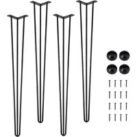 Tischbeine 4er Set Hairpin Leg Haarnadelbeine Tischgestell Tisch Tischkufen Legs Esstisch Harpins Tischbein 3 Streben Schwarz - 86 cm von LUNSY