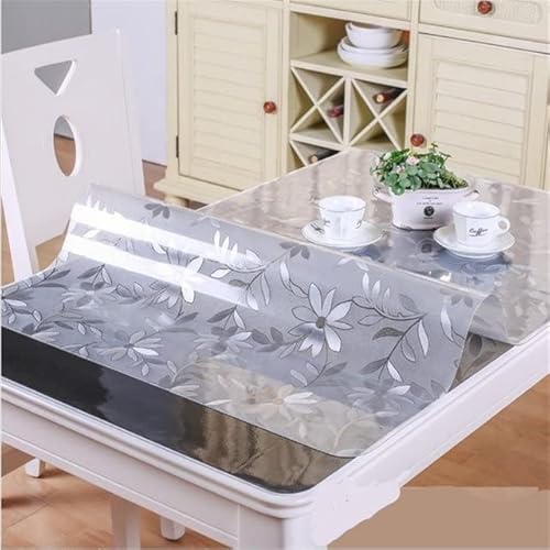 LUNYY Blumenmuster, ölbeständig, wasserdicht, PVC-Tischdecke, Kunststoff, klar, matt, weiches Glas, Kristallplatten, Tischsets, Textilien, Dekoration von LUNYY