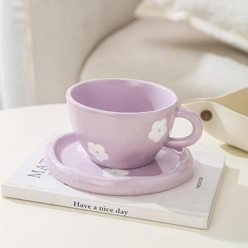 LUNYY Hand Prise Smiley Regenbogen Keramik Kaffeetasse Nachmittagsblume Teetasse und Untertasse Set Tasse Milch Frühstück Brot Untertasse LUNYY Hand Prise Smiley Regenbogen Keramik Kaffeetasse Nachmittagsblume Teetasse und Untertasse Set Tasse Milch Frühstück Brot Untertasse von LUNYY