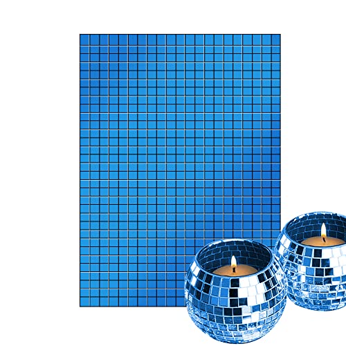 3000 Stück blaue Spiegel, Mosaikfliesen, Discokugel, Spiegelfliesen, selbstklebend, echt, quadratische Glasfliesen, Aufkleber für Handwerk, DIY, Glasfliesen, Dekorationen, 5 mm x 5 mm von LUO YIYI