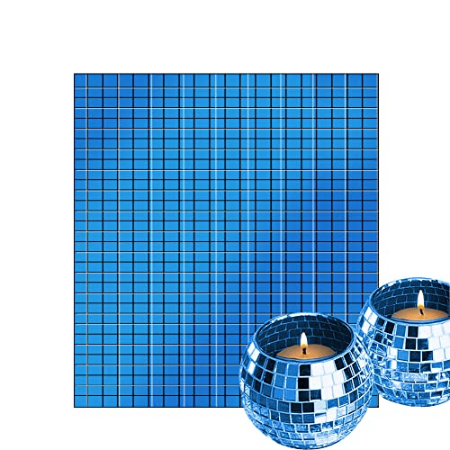 3600 Stück blaue Spiegel, Mosaikfliesen, Discokugel, Spiegelfliesen, selbstklebend, echt, quadratisch, Glas, Spiegelfliesen, Aufkleber für Handwerk, DIY, Dekorationen, Herstellung, 5 mm x 5 mm von LUO YIYI