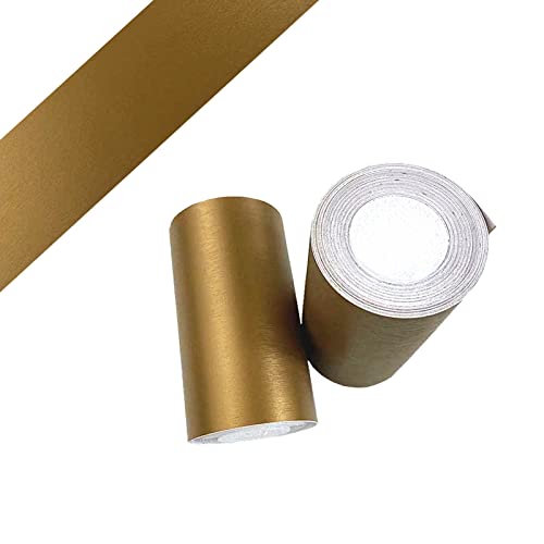 LUO YIYI Gebürstete Metall-Optik, abziehen und aufkleben, PVC, selbstklebende Tapete, Bordüre, Zierleisten, Aufkleber, Haarlinie, 10 cm x 10 cm (Gold) von LUO YIYI