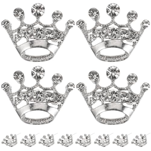 LUOEM Krone Brosche Pin Kristall Broschen Schals Schnalle Kragen Pin Corsage Bouquet Kit Hochzeit Party Brosche Pin 12PCS (Silber) von LUOEM