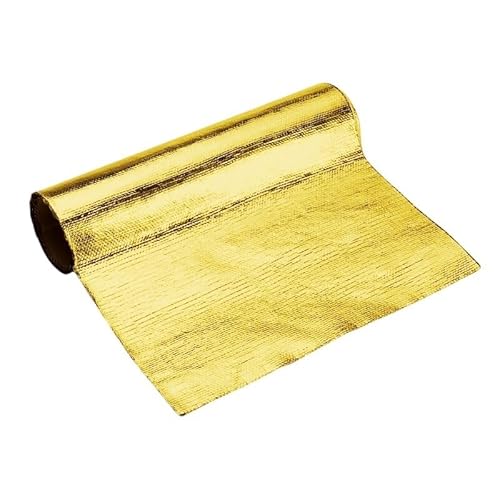 DäMmmatte Auto Auto-Hitzeschutzfolie, feuerfeste Wärmedämmmatte, selbstklebende Aluminiumfolie, temperaturbeständig(Gold 30x150cm) von LUOKEKE