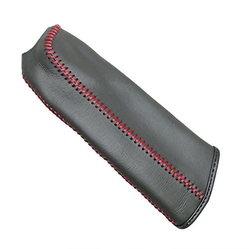 Handbremse SchutzhüLle Autohandbremsabdeckungen Fall Fit verwendet for Gebrauch for Kia Cerato 2006-2012 Automatisch echtes Lederabdeckungsabdeckungsschild mit schwarzen/roten Linien Handbremse Abdeck von LUOKEKE