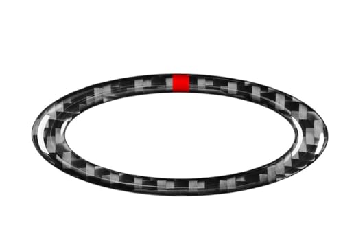 LUOKEKE Auto Interieurleisten Auto-Lenkrad-Mittelringabdeckung aus Kohlefaser, Dekorationsverkleidung, passend for Ford 2013 2014 2015 2016 2017 2018 2019 Interieurleisten(Carbon Black n Red) von LUOKEKE