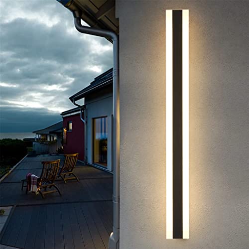 LED Lange Wandlampe Villa Wandlampe Villa Porch Wandlampe Außen IP60 Wasserdicht Wandleuchten Schwarz Lange Lichtleiste Aluminium Aussen Wandlampe Acryl Warmes Licht Gartenleuchte-125CM,Warmes Licht von LUOLONG