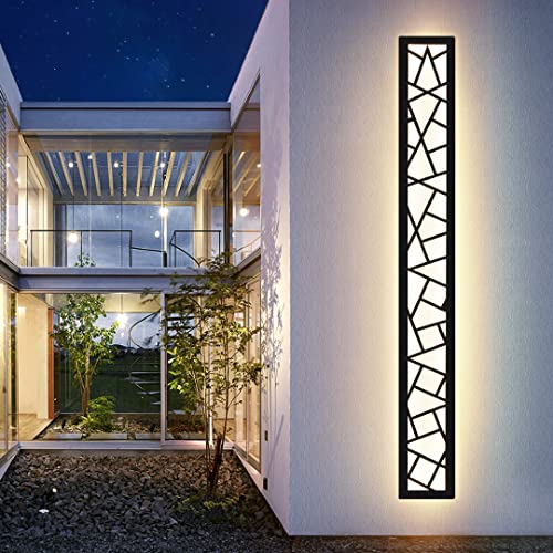 LED Lange Wandleuchte Ip67 Wasserdicht Wandlampe Led Lang Wandlampe Villa Innen Außenwandleuchten Anthrazit Lange Wandleuchten Aussen Gartenwandbeleuchtung Garage Terrasse-100CM,Warmes Licht von LUOLONG