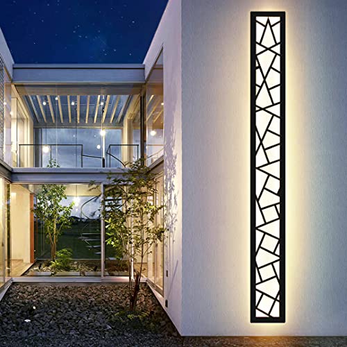 LED Lange Wandleuchte Ip67 Wasserdicht Wandlampe Led Lang Wandlampe Villa Innen Außenwandleuchten Anthrazit Lange Wandleuchten Aussen Gartenwandbeleuchtung Garage Terrasse-115CM,Warmes Licht von LUOLONG