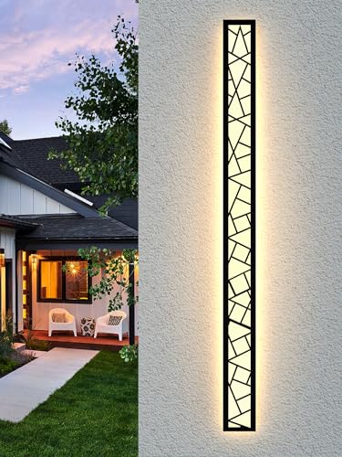 LED Lange Wandleuchte Ip67 Wasserdicht Wandlampe Led Lang Wandlampe Villa Innen Außenwandleuchten Anthrazit Lange Wandleuchten Aussen Gartenwandbeleuchtung Garage Terrasse-150CM,Warmes Licht von LUOLONG