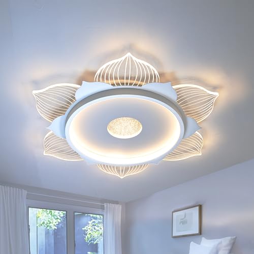 LUOLONG LED Deckenleuchte Blumenform Deckenlampe 35W Weiße Wohnzimmerlampe 40CM Schlafzimmerlampe 3000-6000K Deckenleuchten Dimmbare Mit Fernbedienung Wohnzimmer, Schlafzimmer, Studie, Esszimmer von LUOLONG