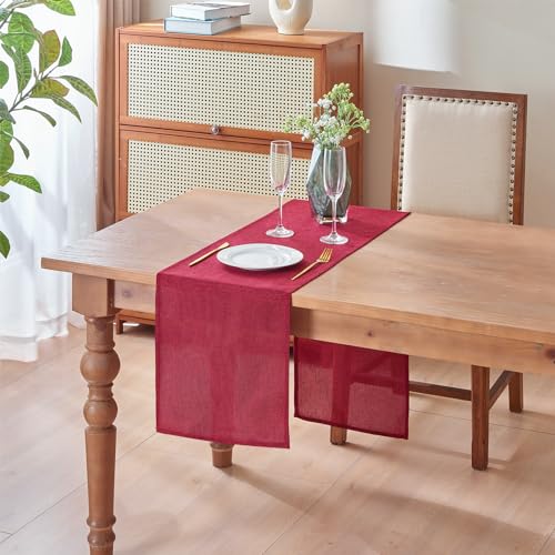 LUOLUO Leinenoptik Tischläufer Abwaschbar Tischdecke Elegante für Esstisch, Couchtisch, Bücherregal, Restaurant, Küche, Café, Geburtstagsfeier, Weihnachten von LUOLUO