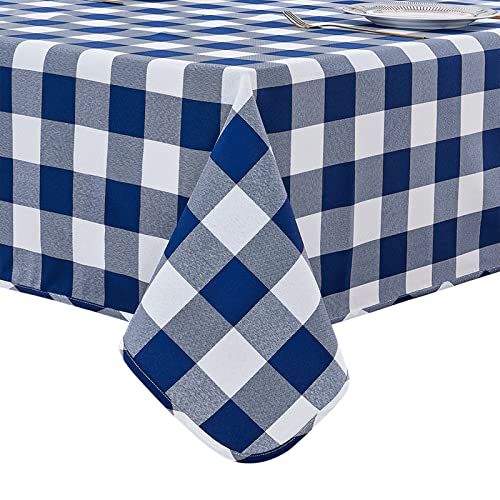 LUOLUO rechteckige Tischdecke, Karierte Tischdecke, maschinenwaschbar, für Ostern, Thanksgiving, Weihnachten, Wochentage, Neujahr, Geburtstag, Abschlussball, Hochzeit, Outdoor Blau/Weiß 140 x 180 cm von LUOLUO