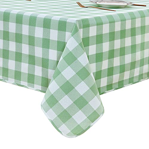 LUOLUO rechteckige Tischdecke, Karierte Tischdecke, maschinenwaschbar, für Ostern, Thanksgiving, Weihnachten, Wochentage, Neujahr, Geburtstag, Abschlussball, Hochzeit, Outdoor Grün/Weiß 140 x 180 cm von LUOLUO