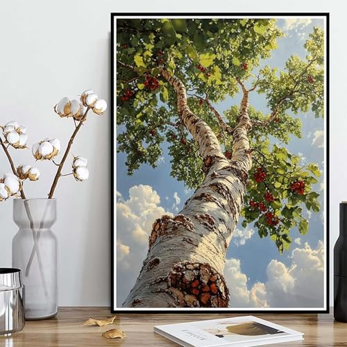 Diamond Painting Baum Diamond Painting XXL 40×50cm, 5D Crystal Art Pflanzen Muster DIY Runden Steine Vollbohrer Mosaik Bastelset Erwachsene für Zimmer Deko Wohnzimmer, Geschenke für Frauen -ly25082V2 von LUOLYYEI