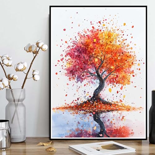 Diamond Painting Baum Diamond Painting XXL 90×120cm, 5D Crystal Art Landschaft Muster DIY Runden Steine Vollbohrer Mosaik Bastelset Erwachsene für Zimmer Deko Wohnzimmer, Geschenke -ly25082JLI17 von LUOLYYEI