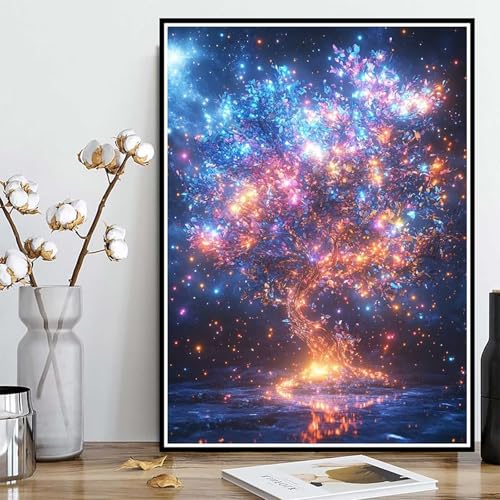 Diamond Painting Baum des Lebens Diamond Painting XXL 30×40cm, 5D Crystal Art Sternenhimmel Muster DIY Runden Steine Vollbohrer Mosaik Bastelset Erwachsene für Zimmer Deko Wohnzimmer -ly250826I von LUOLYYEI