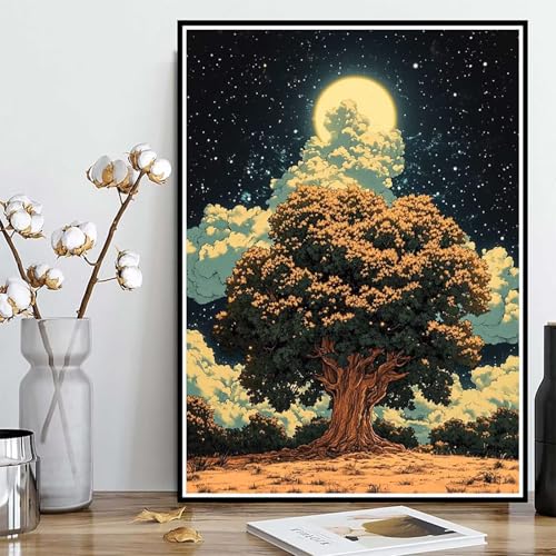 Diamond Painting Baum des Lebens Diamond Painting XXL 60×80cm, 5D Crystal Art Sternenhimmel Muster DIY Runden Steine Vollbohrer Mosaik Bastelset Erwachsene für Zimmer Deko Wohnzimmer -ly25082TV von LUOLYYEI