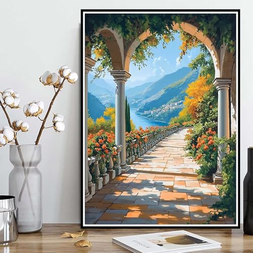 Diamond Painting Berg Diamond Painting XXL 60x80cm, 5D Crystal Art Landschaft Muster DIY Runden Steine Vollbohrer Mosaik Bastelset Erwachsene für Zimmer Deko Wohnzimmer, Geschenke -ly250822LPM9 von LUOLYYEI