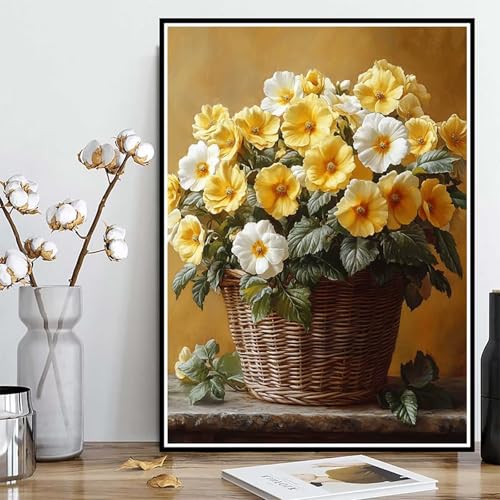 Diamond Painting Blume Diamond Painting XXL 40x50 cm, 5D Crystal Art Pflanzen Muster DIY Runden Steine Vollbohrer Mosaik Bastelset Erwachsene für Zimmer Deko Wohnzimmer, Geschenke -ly25082CLOI8 von LUOLYYEI