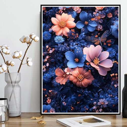 Diamond Painting Blume Diamond Painting XXL 50×70cm, 5D Crystal Art Blumen Muster DIY Runden Steine Vollbohrer Mosaik Bastelset Erwachsene für Zimmer Deko Wohnzimmer, Geschenke für Frauen -ly25082C4 von LUOLYYEI