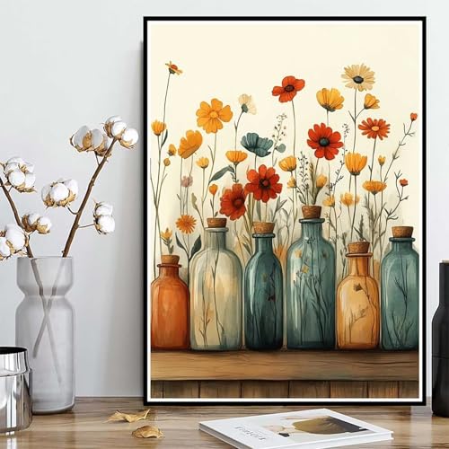 Diamond Painting Blume Diamond Painting XXL 60x80 cm, 5D Crystal Art Vase Muster DIY Runden Steine Vollbohrer Mosaik Bastelset Erwachsene für Zimmer Deko Wohnzimmer, Geschenke für Frauen -ly25082F2 von LUOLYYEI