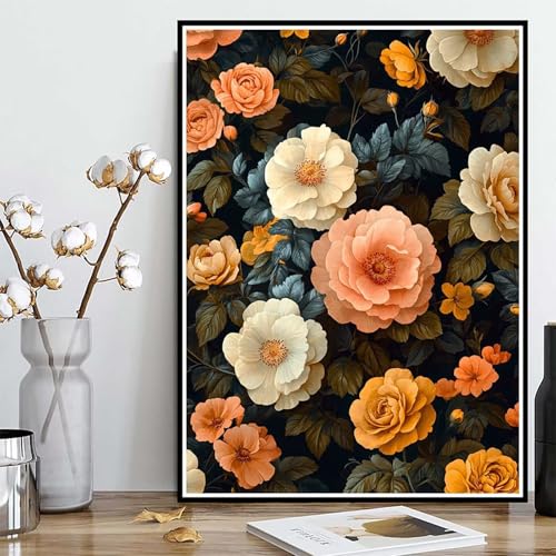 Diamond Painting Blume Diamond Painting XXL 90x120cm, 5D Crystal Art Pflanzen Muster DIY Runden Steine Vollbohrer Mosaik Bastelset Erwachsene für Zimmer Deko Wohnzimmer, Geschenke -ly250826S8A8 von LUOLYYEI