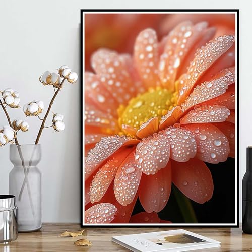 Diamond Painting Chrysantheme Diamond Painting XXL 100x135 cm, 5D Crystal Art Pflanzen Muster DIY Runden Steine Vollbohrer Mosaik Bastelset Erwachsene für Zimmer Deko Wohnzimmer, Geschenke -ly2508212 von LUOLYYEI