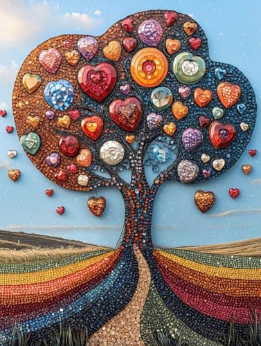 Diamond Painting Erwachsene, Diamond Painting Baum Crystal Art Liebe Muster 5D DIY Diamant Malerei Cross Stitch Stickerei Basteln Erwachsene Set für Deko Wohnzimmer, Geschenke 40x50 cm -ly25082X6 von LUOLYYEI