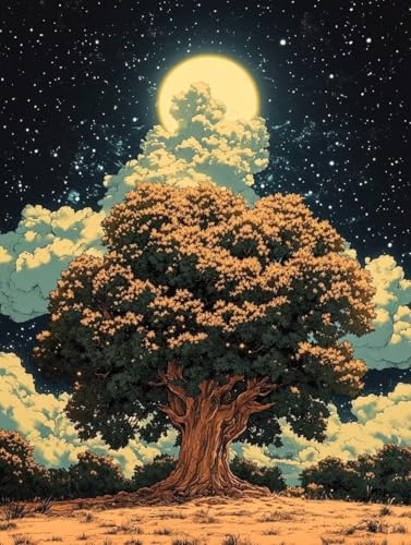 Diamond Painting Erwachsene, Diamond Painting Baum des Lebens Crystal Art Sternenhimmel Muster 5D DIY Diamant Malerei Cross Stitch Stickerei Basteln Erwachsene Set, Deko Wohnzimmer 50×70cm -ly25082GL von LUOLYYEI