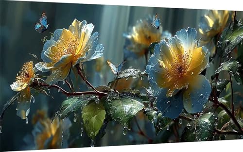 Diamond Painting Erwachsene, Diamond Painting Blume Crystal Art Schmetterling Muster 5D DIY Diamant Malerei Cross Stitch Stickerei Basteln Erwachsene Set für Deko Wohnzimmer 40x80cm -ly25073C074 von LUOLYYEI