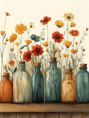 Diamond Painting Erwachsene, Diamond Painting Blume Crystal Art Vase Muster 5D DIY Diamant Malerei Cross Stitch Stickerei Basteln Erwachsene Set für Deko Wohnzimmer, Geschenke 50x70 cm -ly25082Z7 von LUOLYYEI