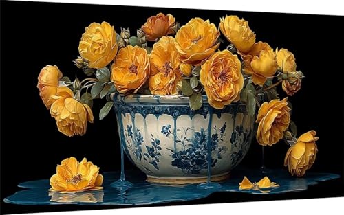 Diamond Painting Erwachsene, Diamond Painting Blume Crystal Art Vase Muster 5D DIY Diamant Malerei Cross Stitch Stickerei Basteln Erwachsene Set für Deko Wohnzimmer, Geschenke 80x160cm -ly2507D4 von LUOLYYEI