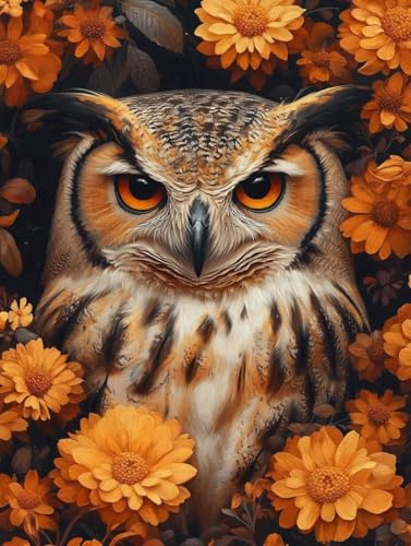Diamond Painting Erwachsene, Diamond Painting Eule Crystal Art Blume Muster 5D DIY Diamant Malerei Cross Stitch Stickerei Basteln Erwachsene Set für Deko Wohnzimmer, Geschenke 100x135 cm -ly25082Y1 von LUOLYYEI