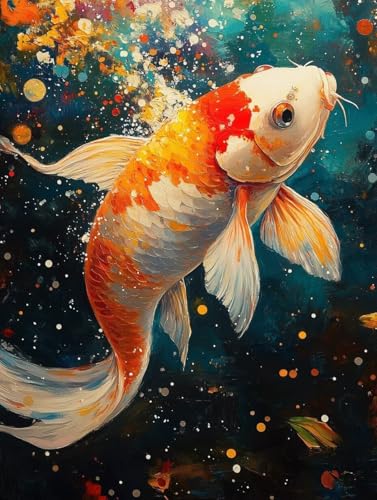 Diamond Painting Erwachsene, Diamond Painting Fisch Crystal Art Tier Muster 5D DIY Diamant Malerei Cross Stitch Stickerei Basteln Erwachsene Set für Deko Wohnzimmer, Geschenke 90×120cm -ly25082UD von LUOLYYEI