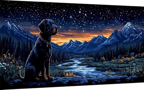 Diamond Painting Erwachsene, Diamond Painting Hund Crystal Art Sternenhimmel Muster 5D DIY Diamant Malerei Cross Stitch Stickerei Basteln Erwachsene Set für Deko Wohnzimmer 40x80cm -ly2507H377Q von LUOLYYEI