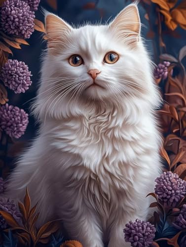 Diamond Painting Erwachsene, Diamond Painting Katze Crystal Art Blume Muster 5D DIY Diamant Malerei Cross Stitch Stickerei Basteln Erwachsene Set für Deko Wohnzimmer, Geschenke 90x120 cm -ly25082KC von LUOLYYEI