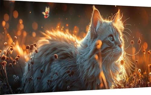 Diamond Painting Erwachsene, Diamond Painting Katze Crystal Art Tier Muster 5D DIY Diamant Malerei Cross Stitch Stickerei Basteln Erwachsene Set für Deko Wohnzimmer, Geschenke 60x120 cm -ly2507UQ von LUOLYYEI