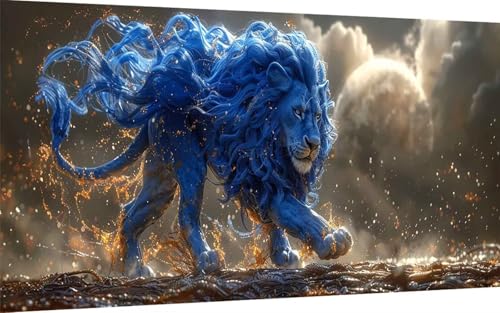 Diamond Painting Erwachsene, Diamond Painting Löwe Crystal Art Tier Muster 5D DIY Diamant Malerei Cross Stitch Stickerei Basteln Erwachsene Set für Deko Wohnzimmer, Geschenke 80x160 cm -ly25072B von LUOLYYEI