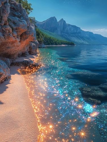 Diamond Painting Erwachsene, Diamond Painting Meer Crystal Art Landschaft Muster 5D DIY Diamant Malerei Cross Stitch Stickerei Basteln Erwachsene Set für Deko Wohnzimmer, Geschenke 40×50cm -ly25082TN von LUOLYYEI